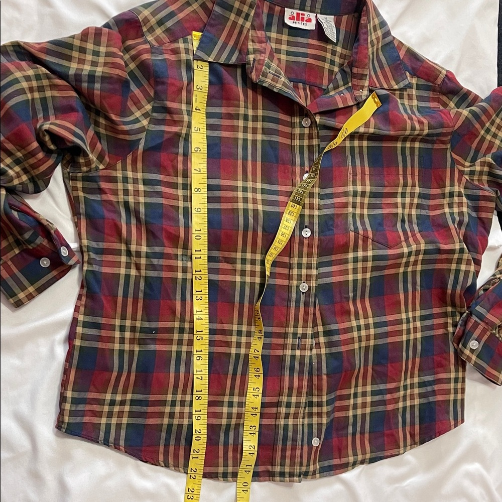 Vintage Late 80s / Early 90s Alia Plaid Button-Up Shirt | Size 14 Petite - Picture 11 of 12